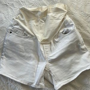 Maternity white jeans shorts